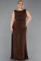 Robe de Soirée Grande Taille Longue Mousseline Brun ABU6063