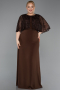 Robe de Soirée Grande Taille Longue Mousseline Brun ABU6063