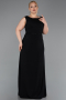 Robe de Soirée Grande Taille Longue Mousseline Noir ABU6063