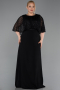 Robe de Soirée Grande Taille Longue Mousseline Noir ABU6063
