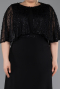 Robe de Soirée Grande Taille Longue Mousseline Noir ABU6063