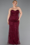 Robe De Mariée Grande Taille Perlé Longue Rouge Bordeaux ABU5328