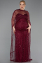 Robe De Mariée Grande Taille Perlé Longue Rouge Bordeaux ABU5328