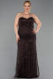 Robe De Mariée Grande Taille Perlé Longue Brun ABU5328