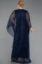 Robe De Soirée Grande Taille Longue Dantelle Bleu Marine ABU6065