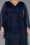 Robe De Soirée Grande Taille Longue Dantelle Bleu Marine ABU6065
