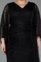 Robe De Soirée Grande Taille Longue Dantelle Noir ABU6065