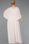 Robe de Soirée Grande Taille Longue Mousseline Beige ABU6066
