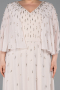 Robe de Soirée Grande Taille Longue Mousseline Beige ABU6066