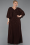 Robe de Soirée Grande Taille Longue Mousseline Brun ABU6066