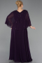 Robe de Soirée Grande Taille Longue Mousseline Violet Foncé ABU6066