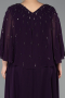 Robe de Soirée Grande Taille Longue Mousseline Violet Foncé ABU6066