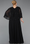 Robe de Soirée Grande Taille Longue Mousseline Noir ABU6066
