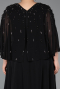Robe de Soirée Grande Taille Longue Mousseline Noir ABU6066