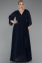 Robe de Soirée Grande Taille Longue Mousseline Bleu Marine ABU6067