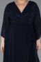 Robe de Soirée Grande Taille Longue Mousseline Bleu Marine ABU6067
