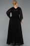 Robe de Soirée Grande Taille Longue Mousseline Noir ABU6067