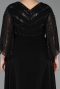 Robe de Soirée Grande Taille Longue Mousseline Noir ABU6067