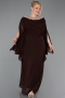 Robe De Soirée Grande Taille Longue Mousseline Brun ABU6068
