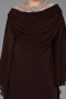 Robe De Soirée Grande Taille Longue Mousseline Brun ABU6068