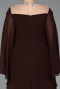 Robe De Soirée Grande Taille Longue Mousseline Brun ABU6068