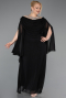 Robe De Soirée Grande Taille Longue Mousseline Noir ABU6068