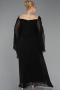 Robe De Soirée Grande Taille Longue Mousseline Noir ABU6068
