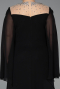 Robe De Soirée Grande Taille Longue Mousseline Noir ABU6068