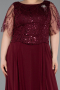 Robe Grande Taille Longue Mousseline Rouge Bordeaux ABU6585