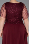 Robe Grande Taille Longue Mousseline Rouge Bordeaux ABU6585
