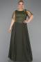 Robe Grande Taille Mousseline Longue Kaki ABU5554