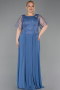 Robe Grande Taille Mousseline Longue Indigo ABU5554