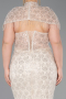 Robe De Soirée Grande Taille Perlé Longue Beige ABU5698