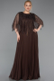 Robe de Soirée Grande Taille Longue Mousseline Brun ABU6012