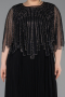 Robe de Soirée Grande Taille Longue Mousseline Noir ABU6012