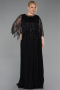 Robe De Soirée Grande Taille Mousseline Longue Noir-Noir ABU4633