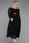 Robe Grande Taille Longue Mousseline Noir ABU5555