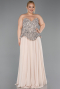 Robe De Soirée Grande Taille Mousseline Longue Beige ABU5940
