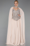 Robe De Soirée Grande Taille Mousseline Longue Beige ABU5940