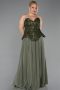 Robe De Soirée Grande Taille Mousseline Longue Kaki ABU5940