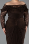 Robe de Soirée Grande Taille Longue Brun ABU6069