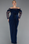 Robe de Soirée Grande Taille Longue Bleu Marine ABU6069