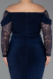 Robe de Soirée Grande Taille Longue Bleu Marine ABU6069