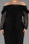 Robe de Soirée Grande Taille Longue Noir ABU6069