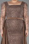 Robe De Fiançailles Grande Taille Perlé Longue Brun ABU4761