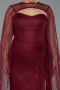 Robe De Soirée Grande Taille Longue Dantelle Rouge Bordeaux ABU6070