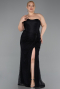 Robe De Soirée Grande Taille Longue Dantelle Noir ABU6070