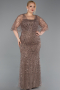 Robe De Soirée Grande Taille Perlé Longue Cuivre ABU5722