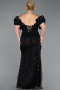 Robe Grande Taille Longue Perlé Noir ABU5948
