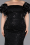 Robe Grande Taille Longue Perlé Noir ABU5948
